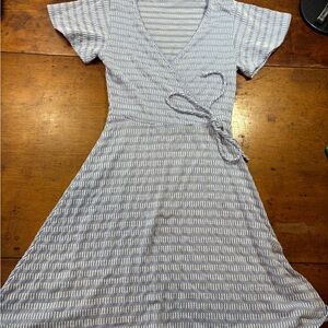 Caution To The Wind Light Blue Striped Midi Dress